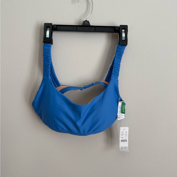 NWT J.Crew Scrunchie-Strap Squareneck Sports Bra Style Bikini Swim Top Blue S - Picture 3 of 6
